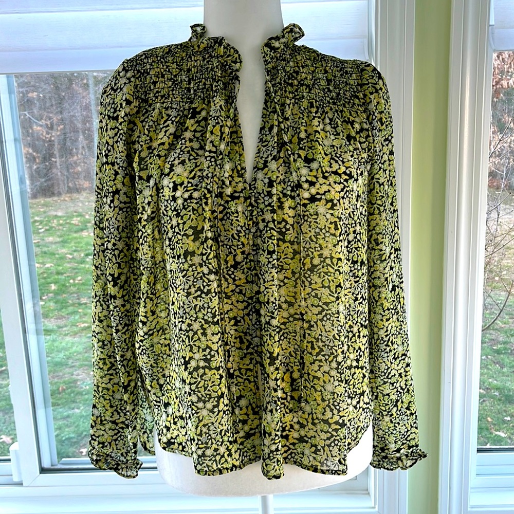 Free People Ruffled Tie-Neck Blouse